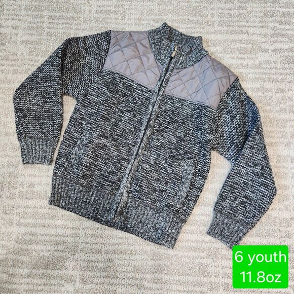Gioberti Boy's Knitted Full Zip Cardigan Sweater Flannel Lining gray size 6 - Picture 1 of 10